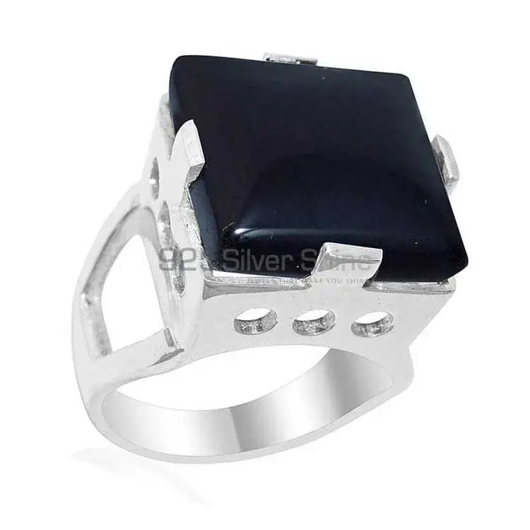 Natural Black Onyx Gemstone Rings In Solid 925 Silver 925SR1913_1