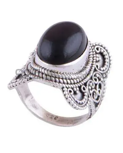 Natural Black Onyx Gemstone Rings In Solid 925 Silver 925SR3028_1