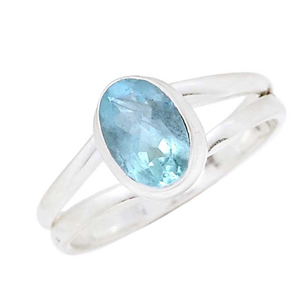 Natural Blue Topaz Gemstone Rings In 925 Sterling Silver 925SR1002_0
