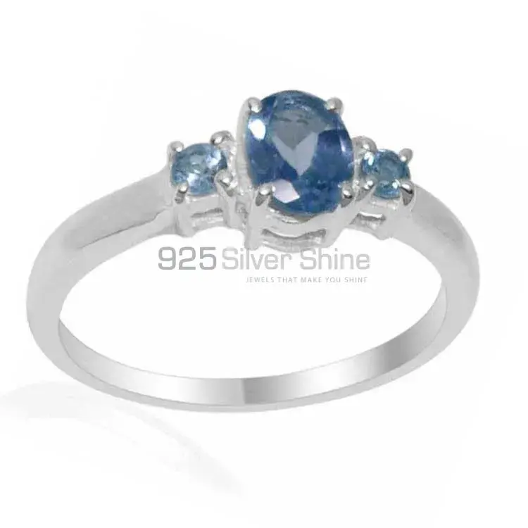 Natural Blue Topaz Gemstone Rings In 925 Sterling Silver 925SR1831_1