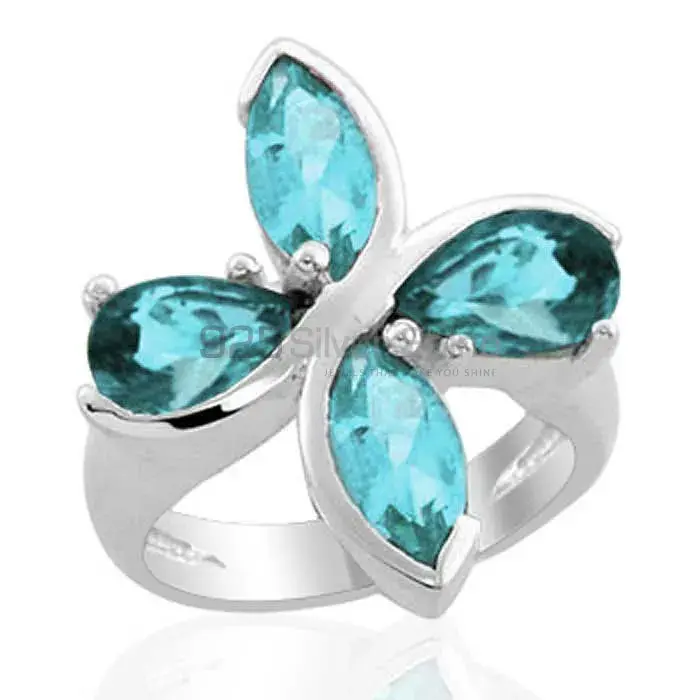 Natural Blue Topaz Gemstone Rings In Solid 925 Silver 925SR1992_1
