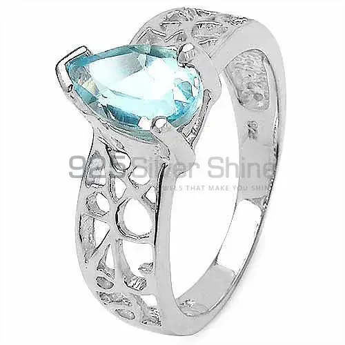 Natural Blue Topaz Gemstone Rings In Solid 925 Silver 925SR3186_1