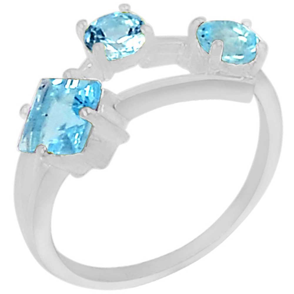 Natural Blue Topaz Gemstone Rings In 925 Sterling Silver Jewelry 925SR956