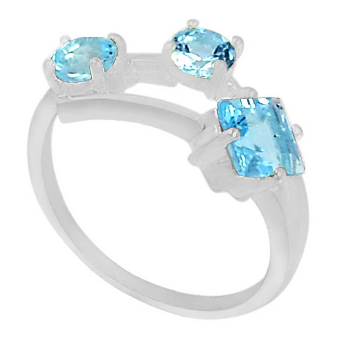 Natural Blue Topaz Gemstone Rings In 925 Sterling Silver Jewelry 925SR956_0