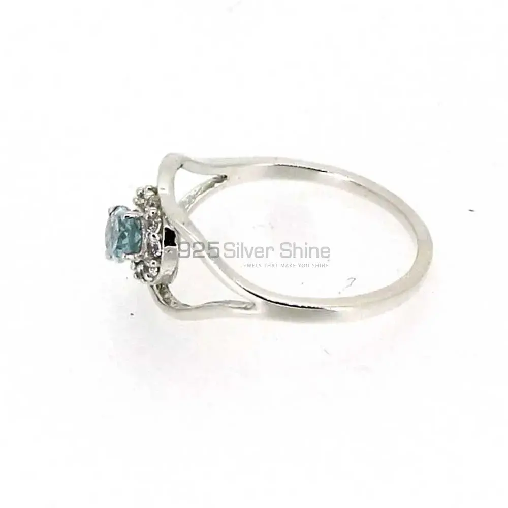Natural Blue Topaz Semi Precious Gemstone Ring In Sterling Silver 925SR044-3_1