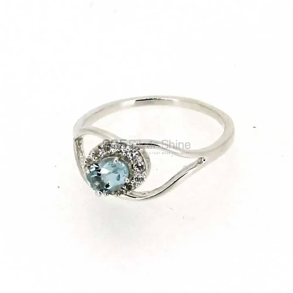 Natural Blue Topaz Semi Precious Gemstone Ring In Sterling Silver 925SR044-3_3