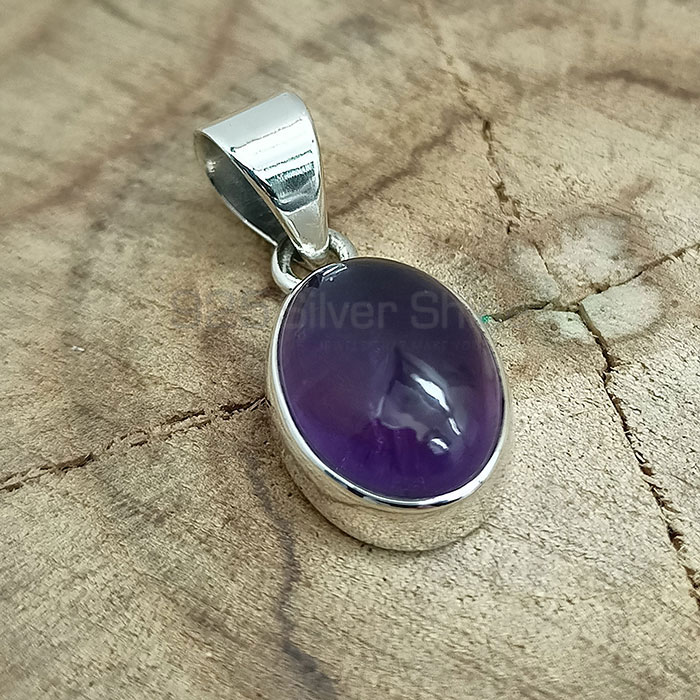 Natural Cabochon Amethyst Gemstone Pendant In Sterling Silver 925NSP11_2