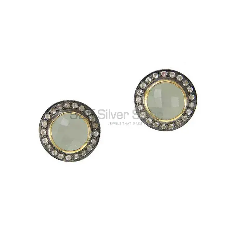 Natural Chalcedony Gemstone Earrings In Solid 925 Silver 925SE2004_1