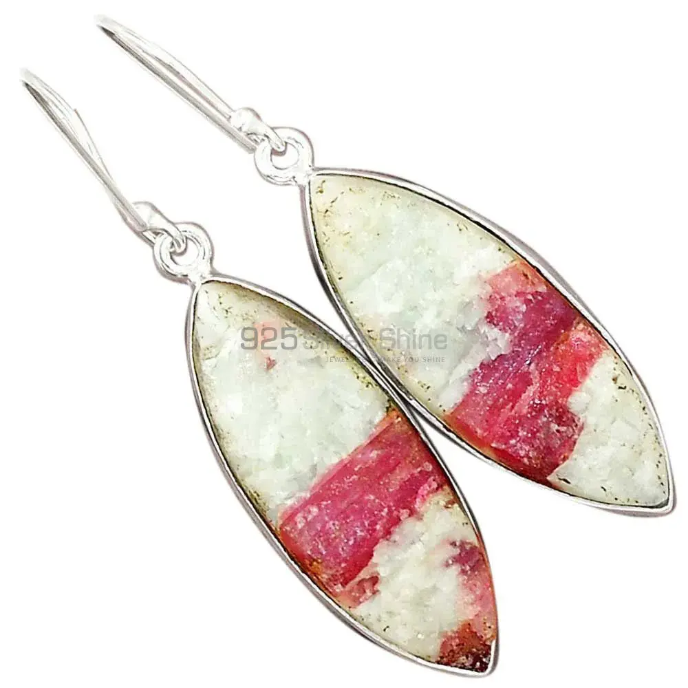 Natural Cinnabar Gemstone Earrings In 925 Sterling Silver Jewelry 925SE2369_2