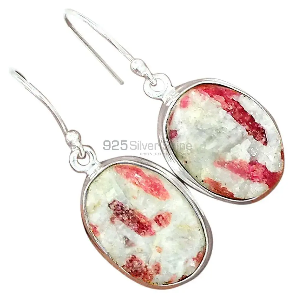 Natural Cinnabar Gemstone Earrings In 925 Sterling Silver Jewelry 925SE2369_4