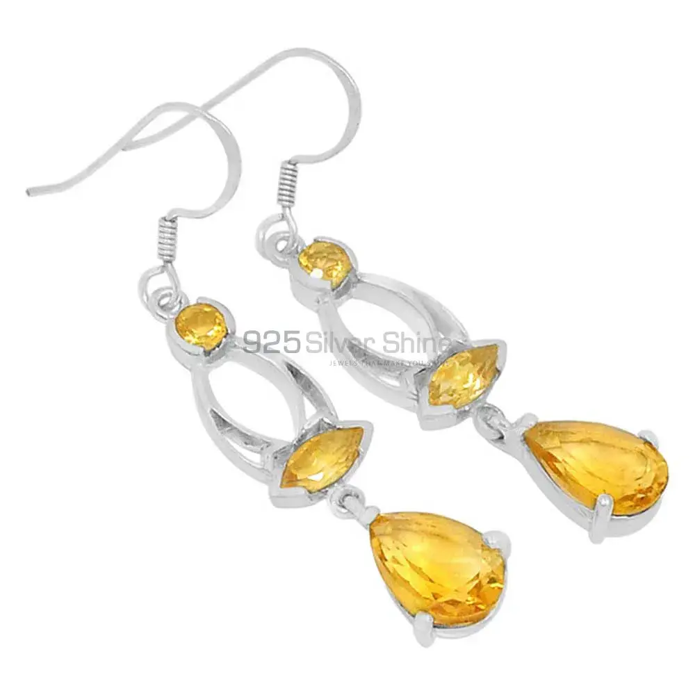 Natural Citrine Gemstone Earrings In 925 Sterling Silver Jewelry 925SE578_0