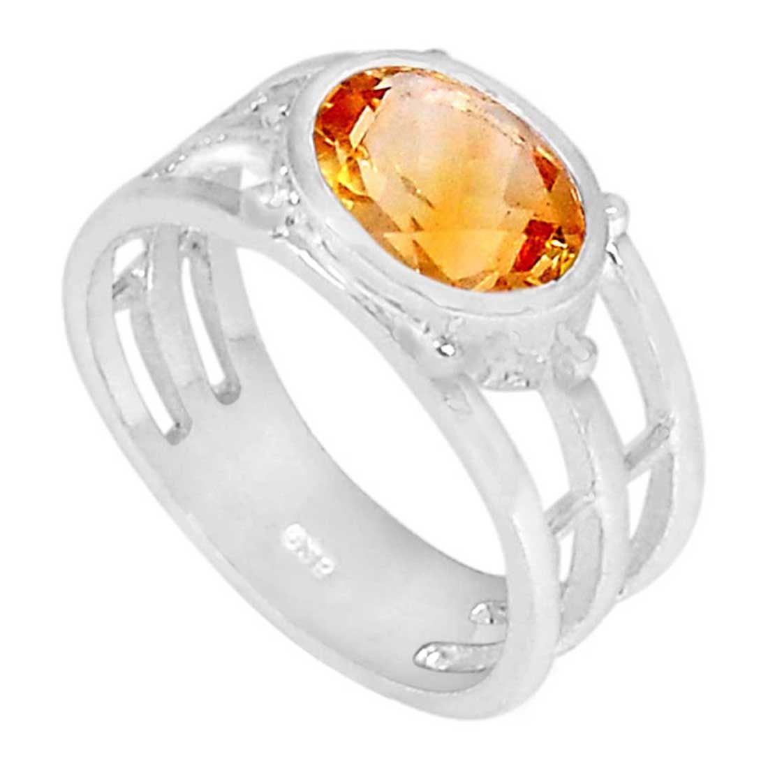Natural Citrine Gemstone Rings In 925 Sterling Silver 925SR923_1
