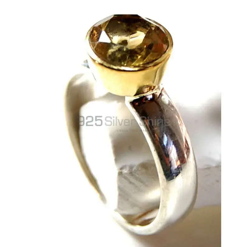 Single Stone Sterling Silver Citrine Rings 925SR3774_0