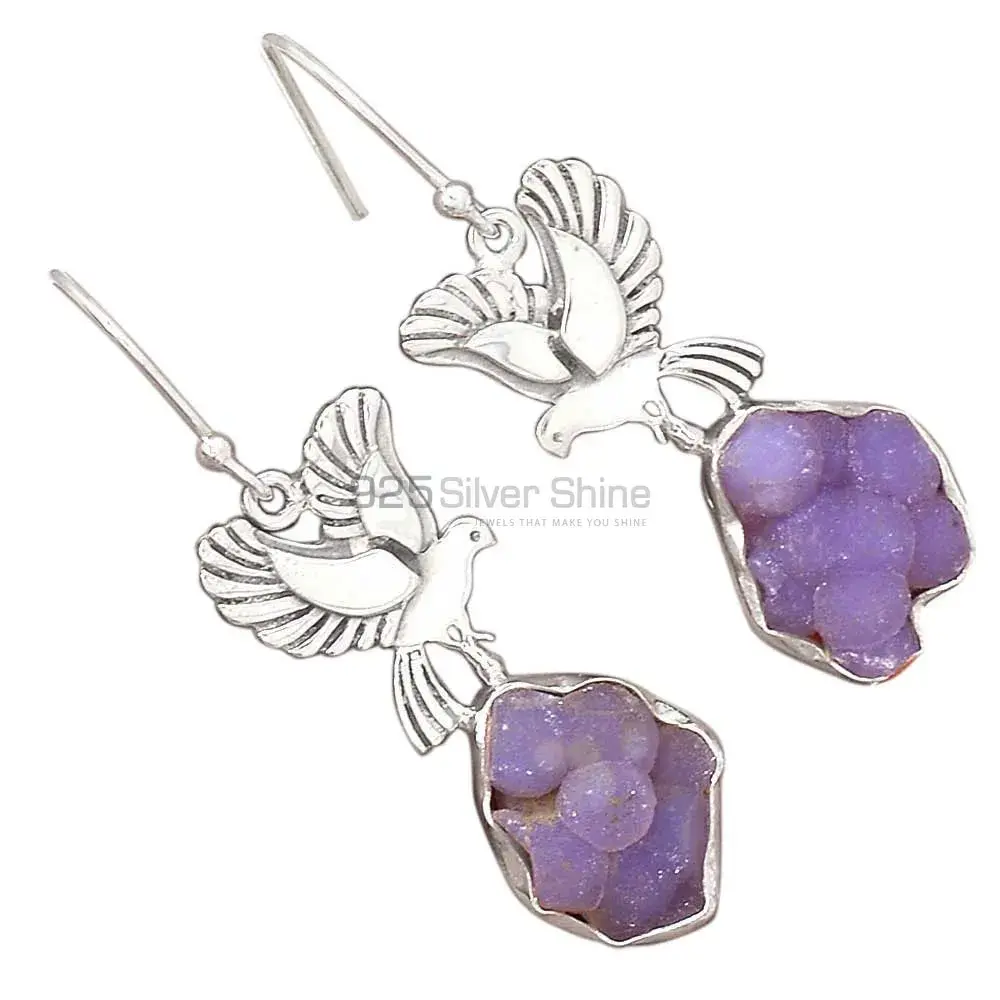 Natural Druzy Gemstone Earrings In 925 Sterling Silver Jewelry 925SE2677_1