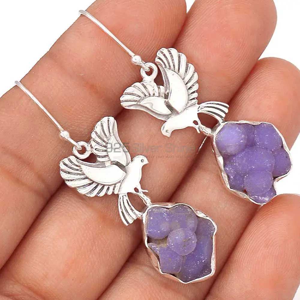 Natural Druzy Gemstone Earrings In 925 Sterling Silver Jewelry 925SE2677_2