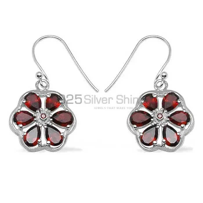 Natural Garnet Gemstone Earrings In 925 Sterling Silver 925SE703_0