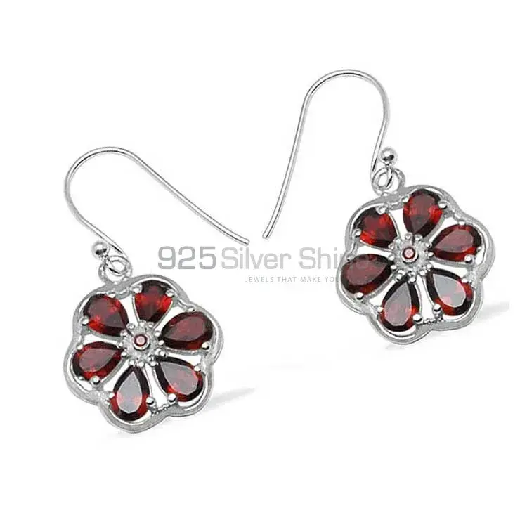 Natural Garnet Gemstone Earrings In 925 Sterling Silver 925SE703_1