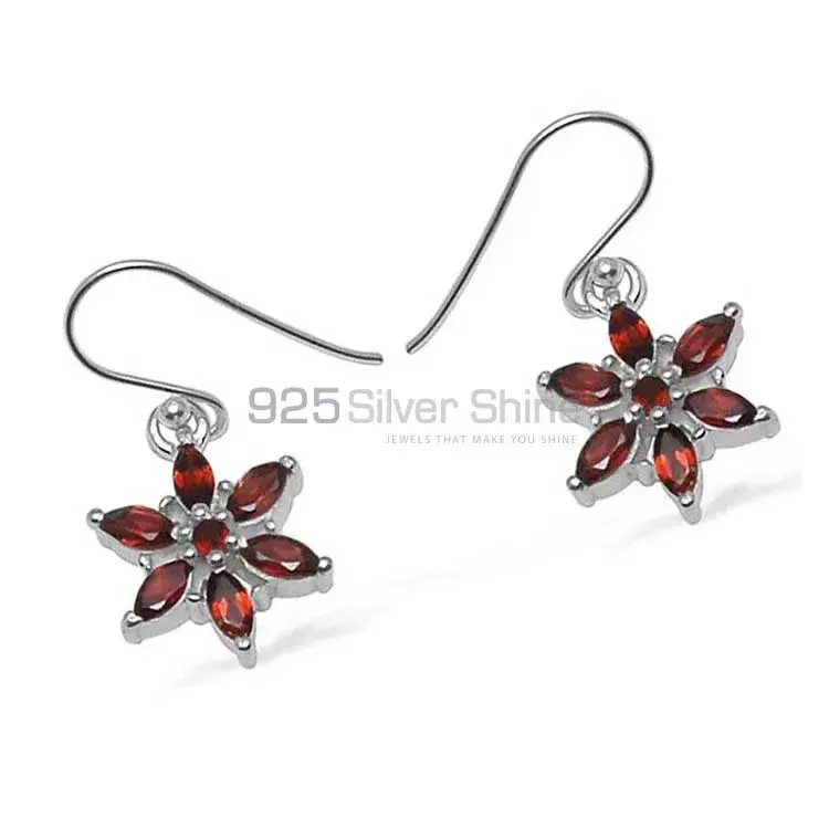 Natural Garnet Gemstone Earrings In Fine 925 Sterling Silver 925SE709_1