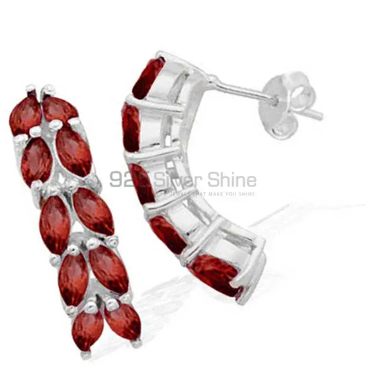 Natural Garnet Gemstone Earrings In 925 Sterling Silver Jewelry 925SE967_0