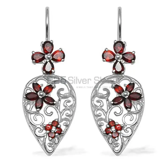 Natural Garnet Gemstone Earrings In 925 Sterling Silver Jewelry 925SE727_0