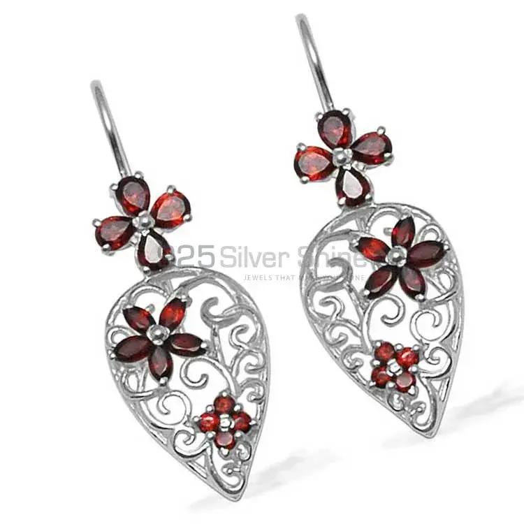 Natural Garnet Gemstone Earrings In 925 Sterling Silver Jewelry 925SE727_1