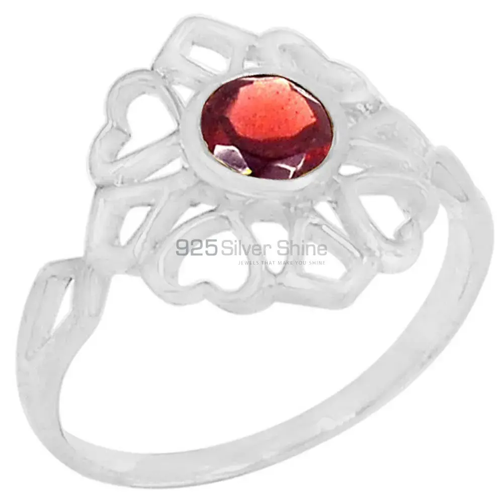 Both Heart Design Sterling Silver Garnet Rings 925SR091-5_0