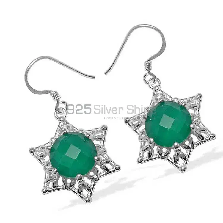Natural Green Onyx Gemstone Earrings In 925 Sterling Silver Jewelry 925SE806_1