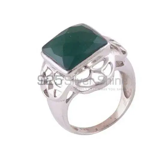 Natural Green Onyx Gemstone Rings In Solid 925 Silver 925SR3517_1