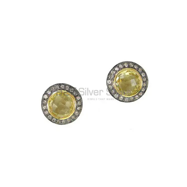 Natural Hydro Citrine Gemstone Earrings In Fine 925 Sterling Silver 925SE2007_1