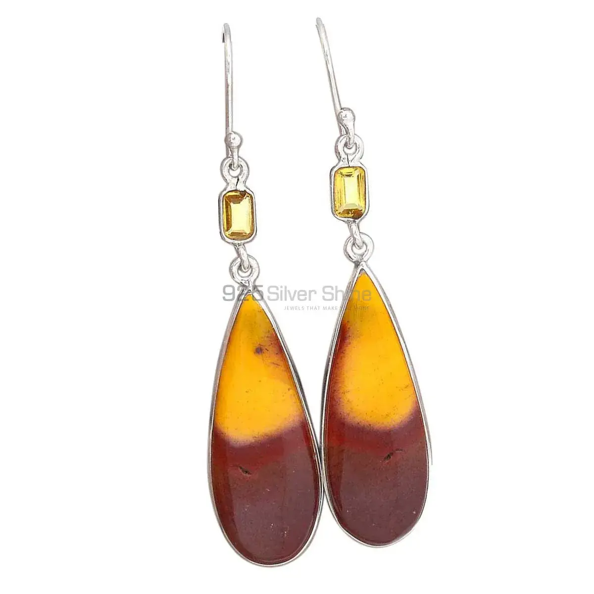 Natural Mookaite, Citrine Gemstone Earrings In 925 Sterling Silver Jewelry 925SE2736_1