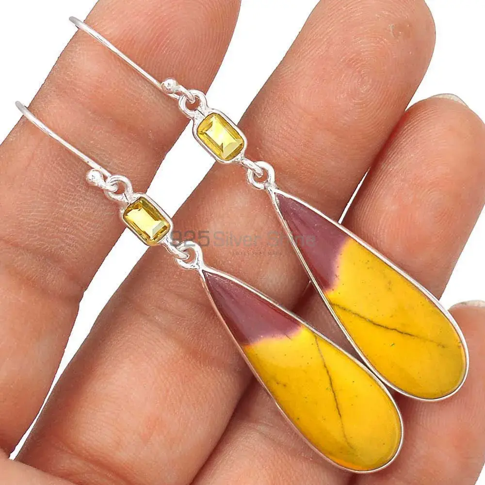 Natural Mookaite, Citrine Gemstone Earrings In 925 Sterling Silver Jewelry 925SE2736_3