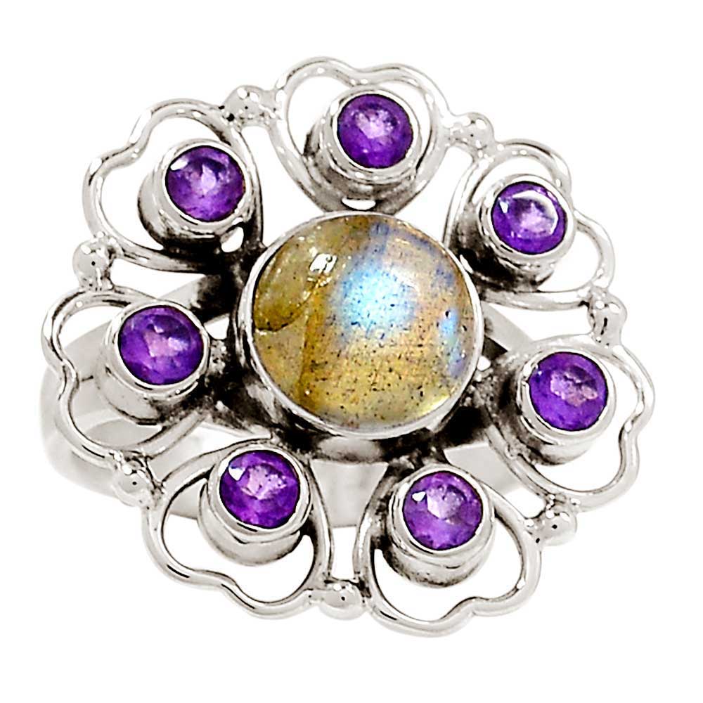 Natural Multi Gemstone Rings In 925 Sterling Silver Jewelry 925SR1032_0