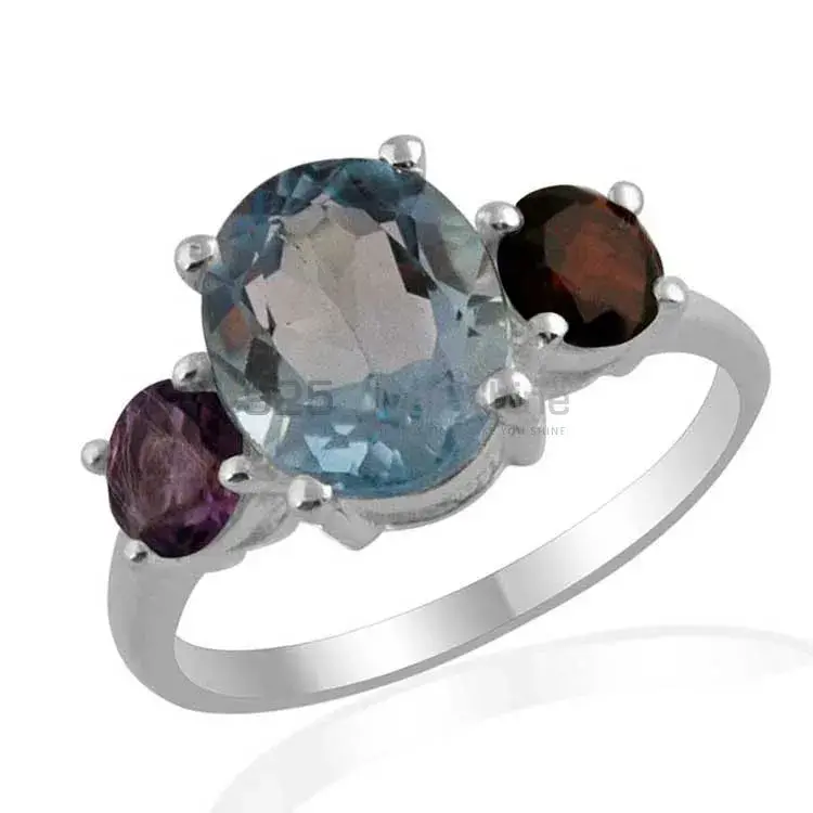 Natural Multi Gemstone Rings In 925 Sterling Silver Jewelry 925SR1402_1