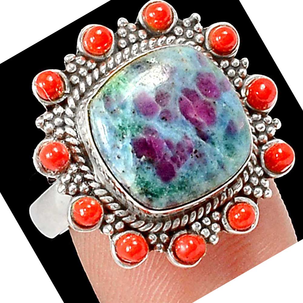 Natural Multi Gemstone Rings In 925 Sterling Silver Jewelry 925SR1026_0