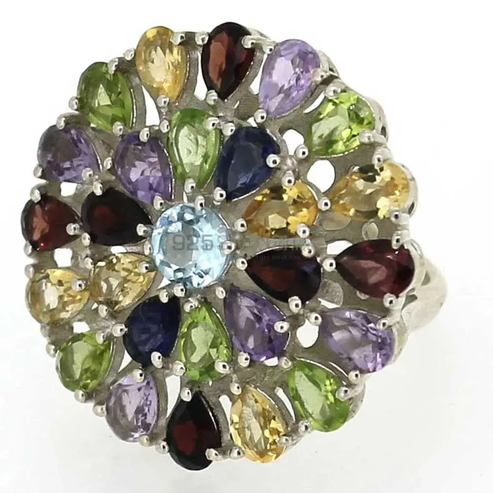 Natural Multi Stone Gemstone Handmade Ring In 925 Sterling Silver 925SR019_1