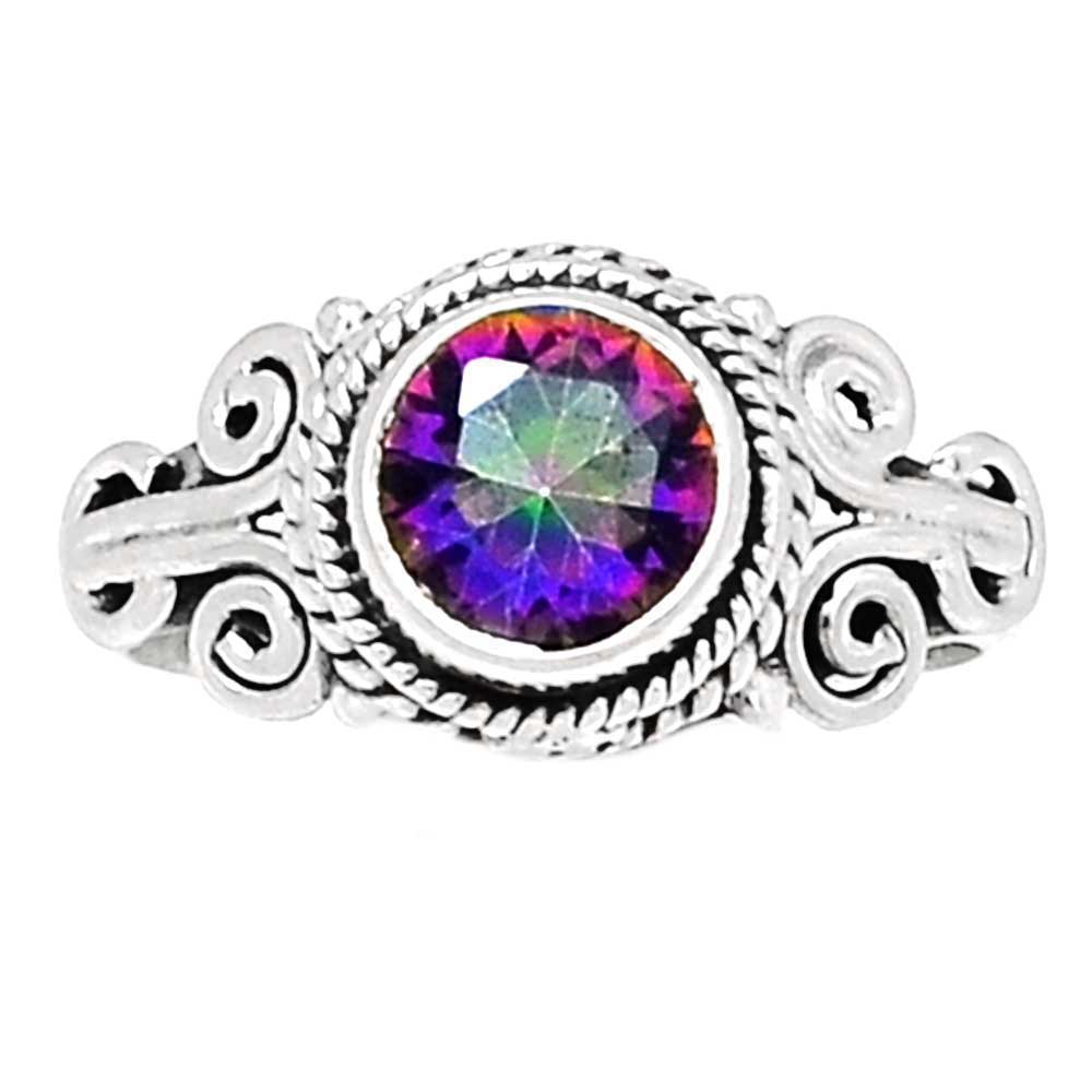 Natural Mystic Topaz Gemstone Rings In Solid 925 Silver 925SR1005_0