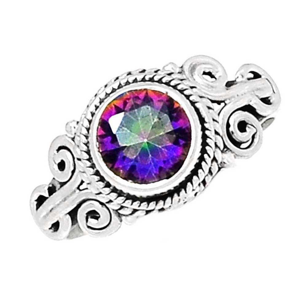 Natural Mystic Topaz Gemstone Rings In Solid 925 Silver 925SR1005_1