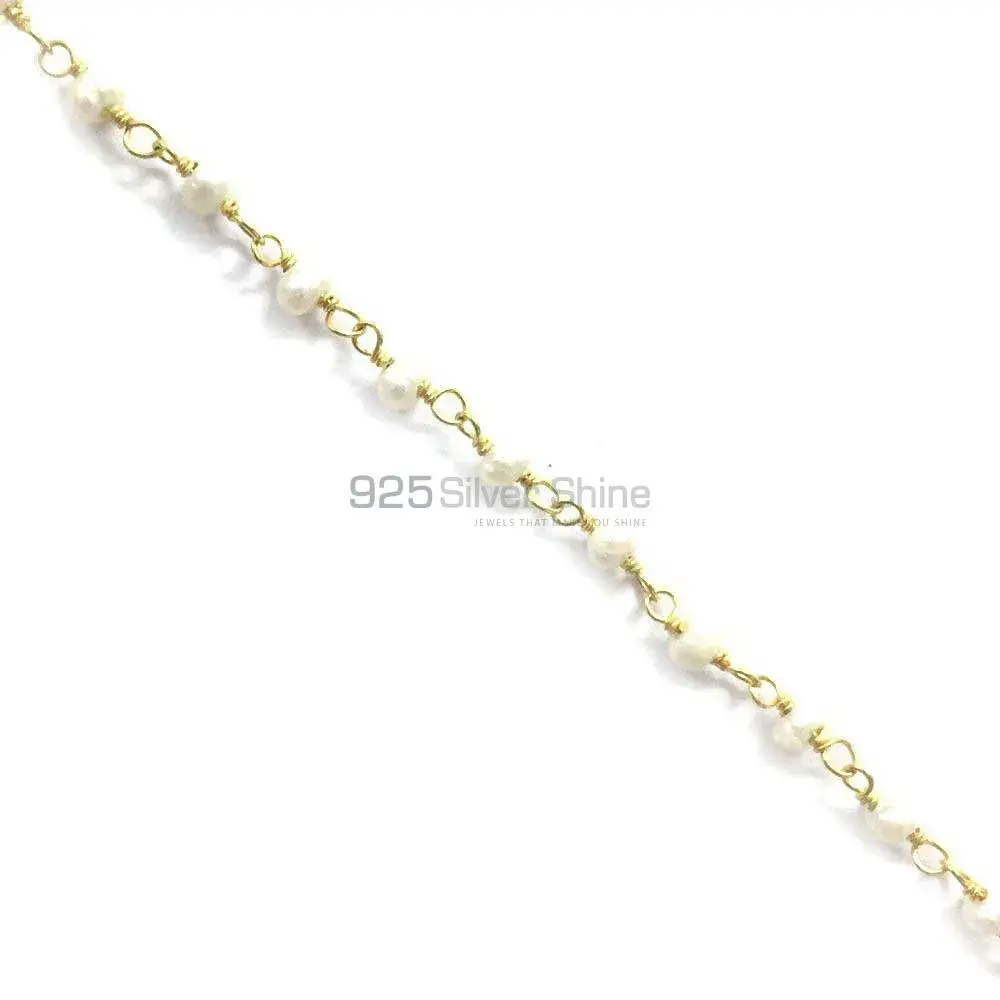 Natural Pearl Gemstone Rosary Chain. "Wire Wrapped 1 Feet Roll Chain" 925RC211_3