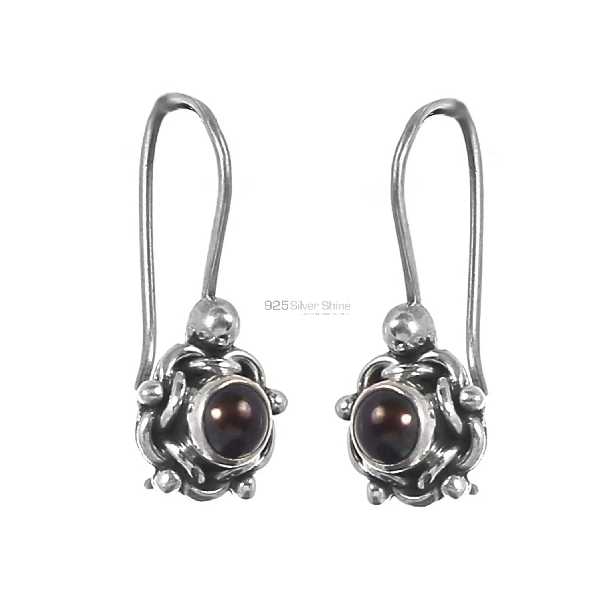 Natural Pearl Gemstone Earrings In Solid 925 Silver 925SE232_1