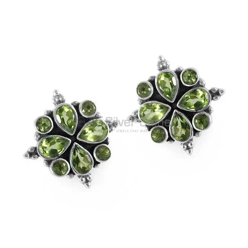 Natural Peridot Gemstone Earrings In Solid 925 Silver 925SE1329_1