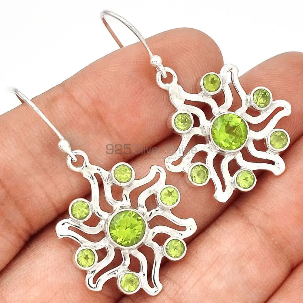 Natural Peridot Gemstone Earrings In Solid 925 Silver 925SE2026_1