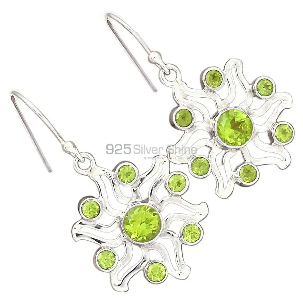 Natural Peridot Gemstone Earrings In Solid 925 Silver 925SE2026_2