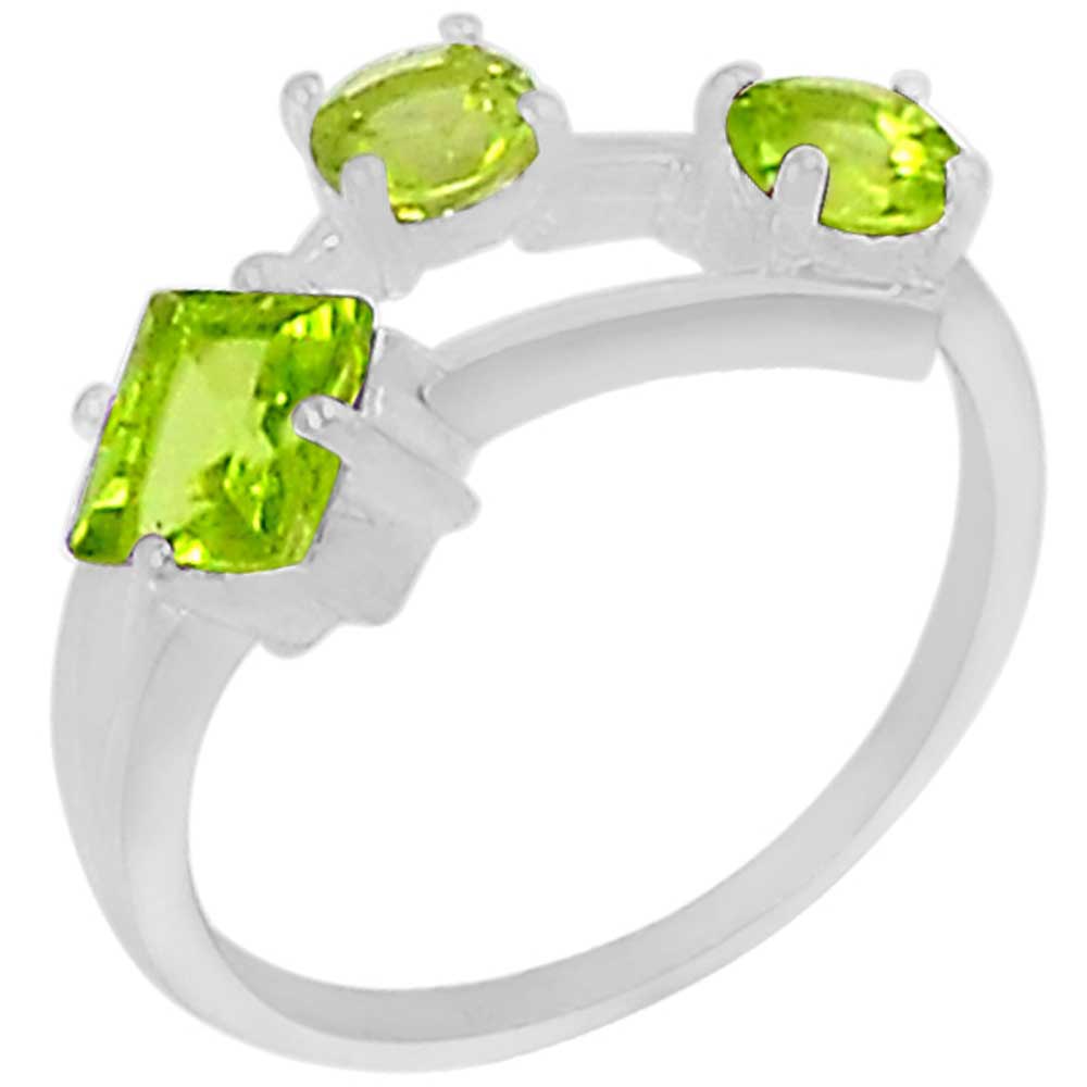 Natural Peridot Gemstone Rings In 925 Sterling Silver Jewelry 925SR953