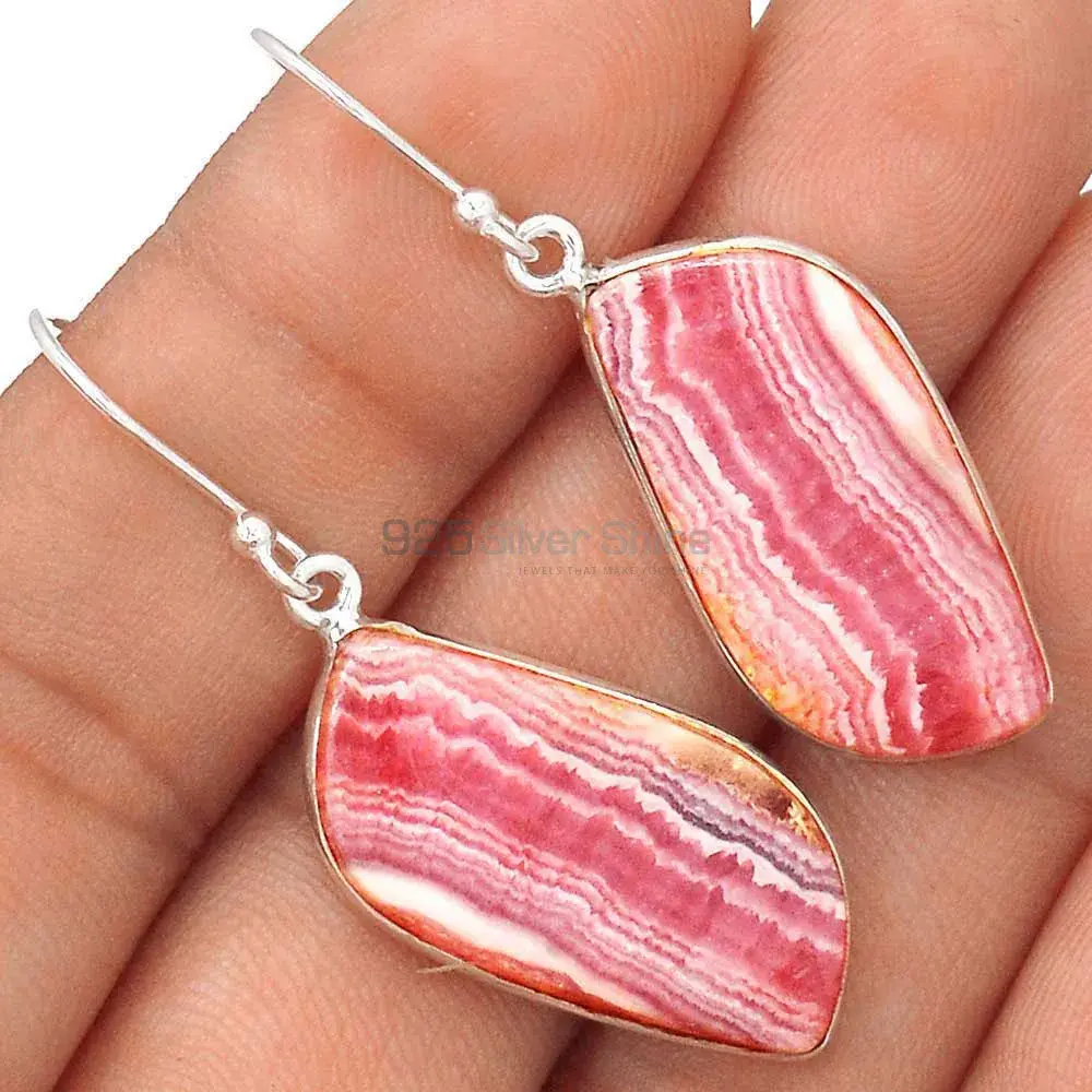 Natural Rhodochrosite Gemstone Earrings In 925 Sterling Silver 925SE2815_1
