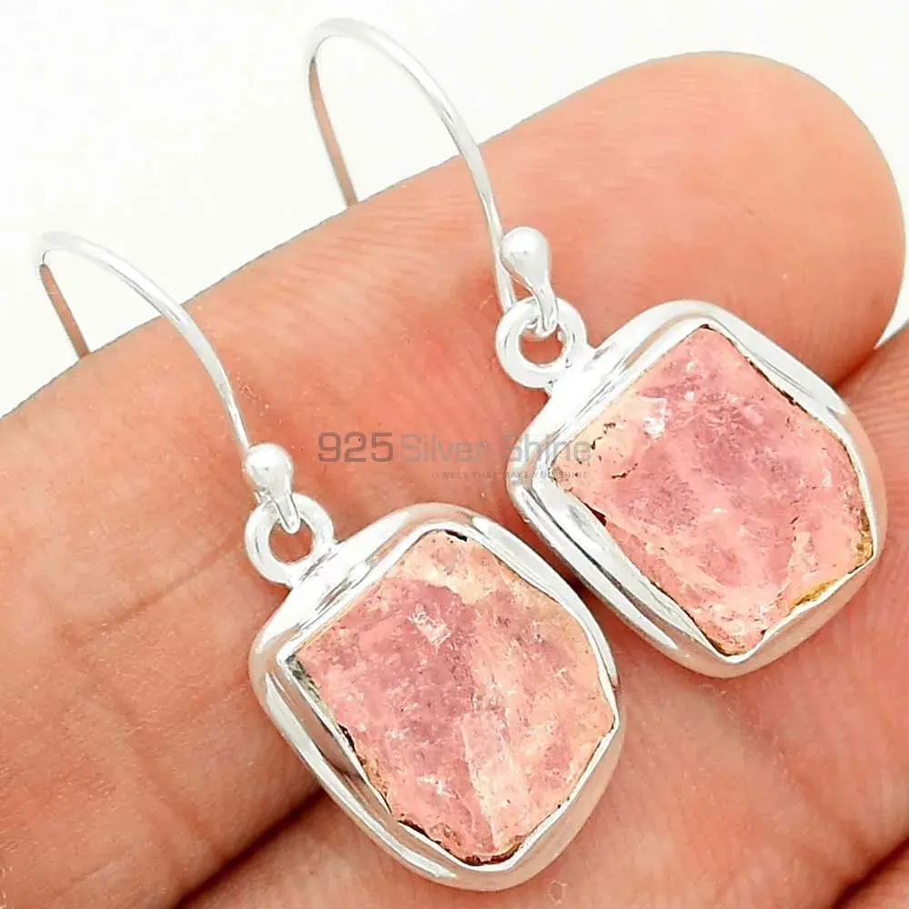 Natural Rose Quartz Gemstone Earrings In 925 Sterling Silver Jewelry 925SE2287_1
