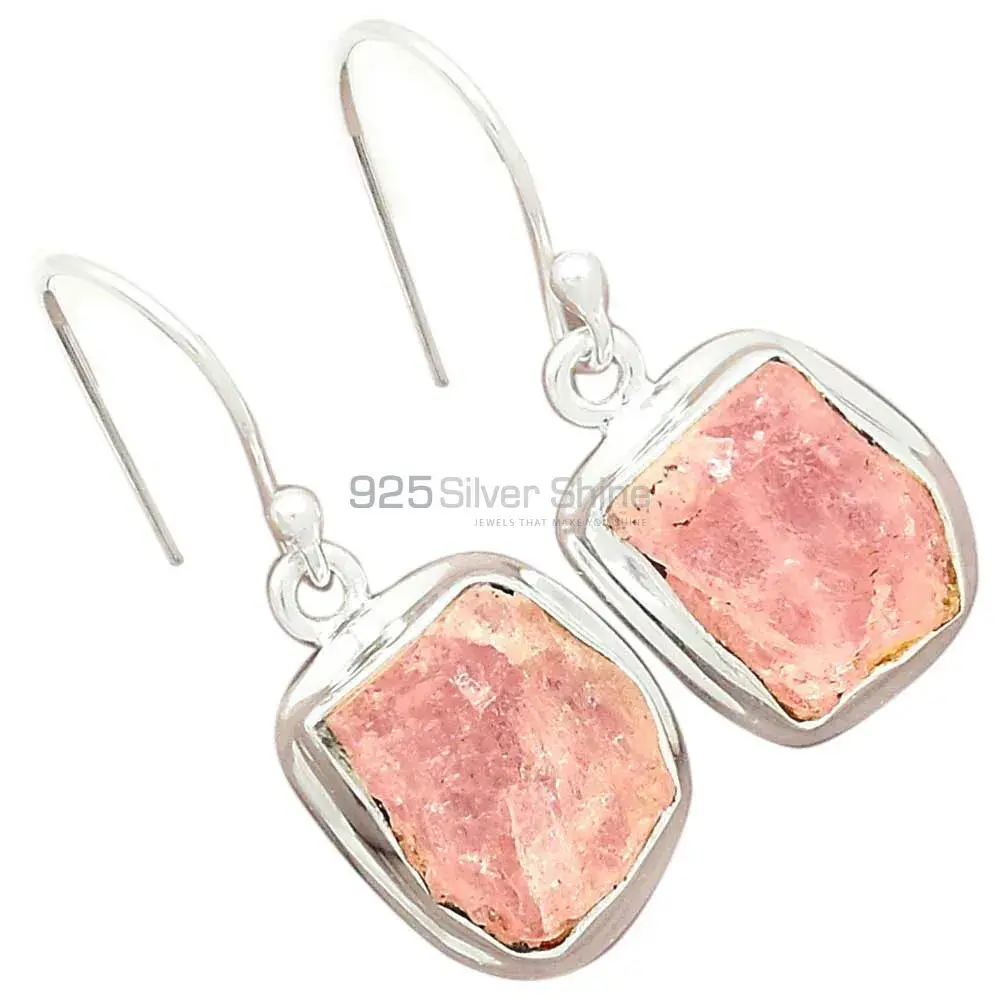 Natural Rose Quartz Gemstone Earrings In 925 Sterling Silver Jewelry 925SE2287_2
