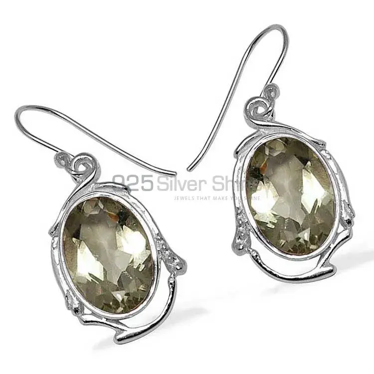 Natural Smoky Quartz Gemstone Earrings In Solid 925 Silver 925SE785_1