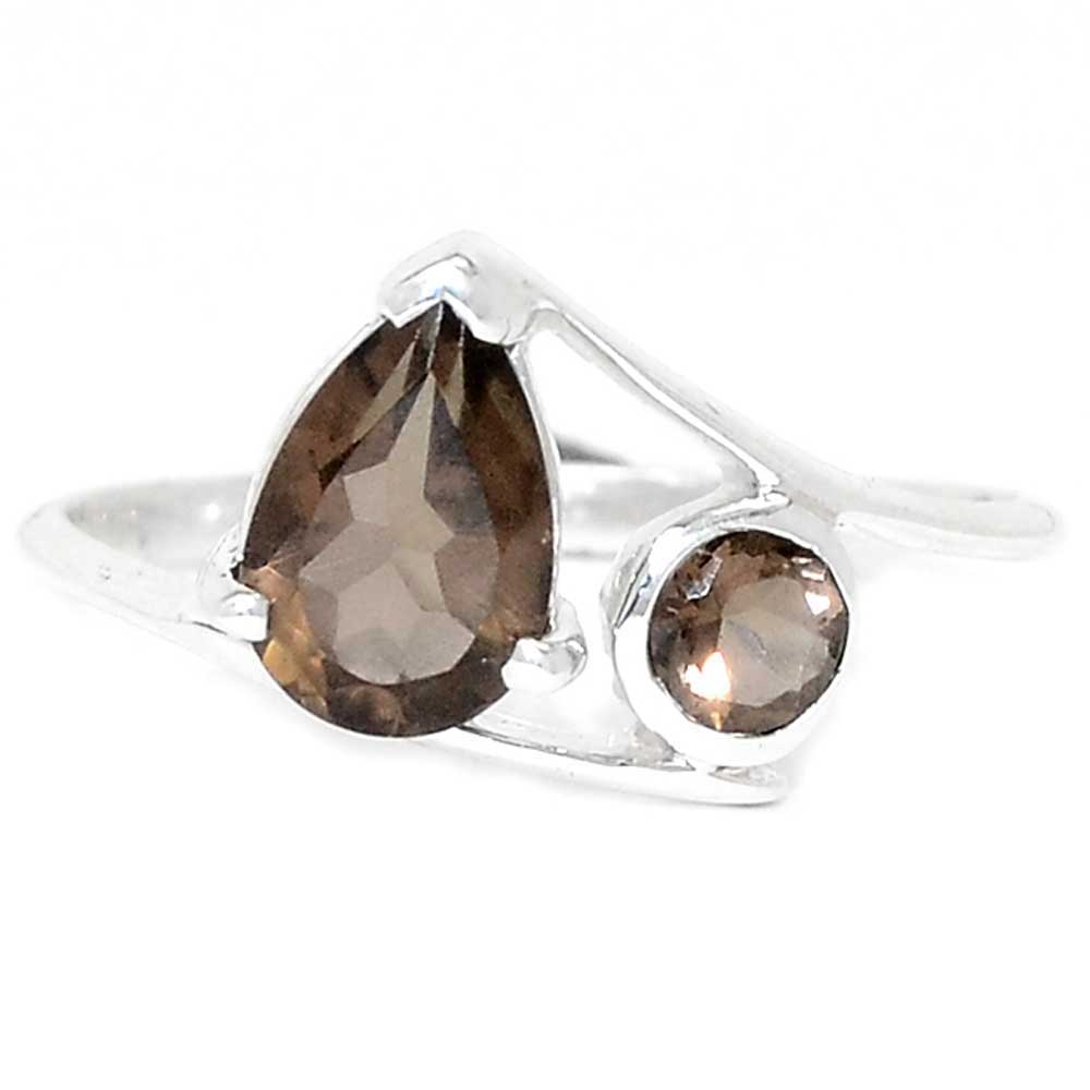 Natural Smoky Quartz Gemstone Rings In 925 Sterling Silver Jewelry 925SR950