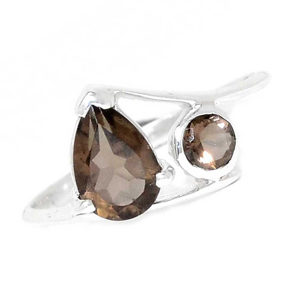 Natural Smoky Quartz Gemstone Rings In 925 Sterling Silver Jewelry 925SR950_0