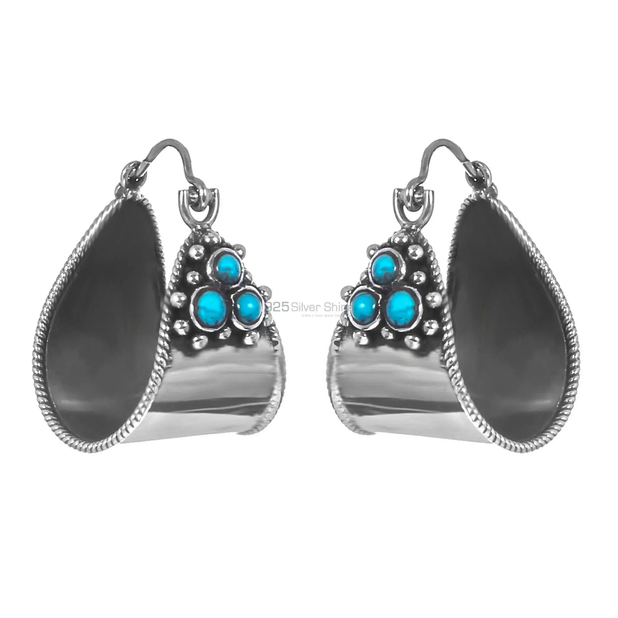Natural Turquoise Gemstone Earring In 925 Sterling Silver Jewelry 925SE188_2